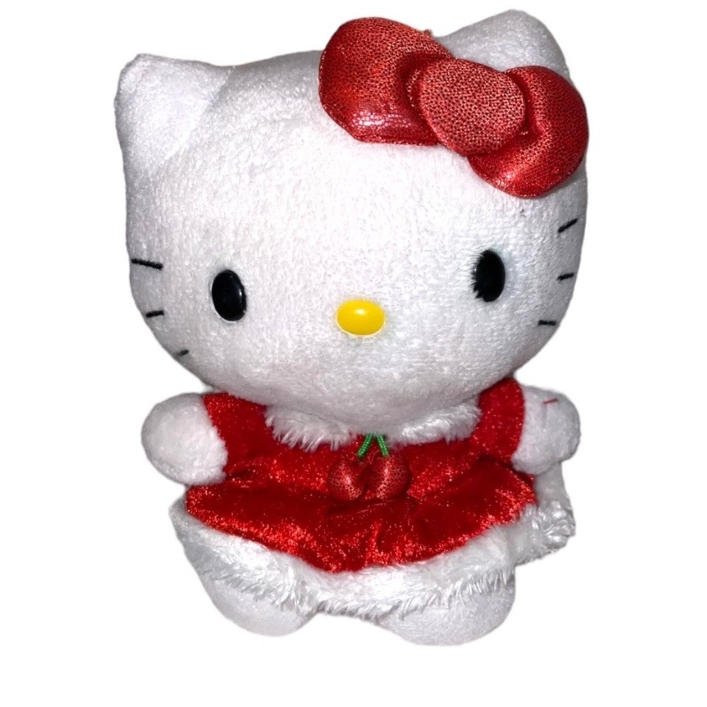 TY Sanrio Hello Kitty “6 Christmas Plush Stuffed Animal Cherry Red Dress holiday
